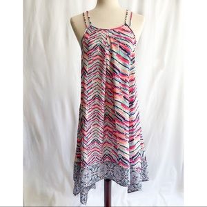 Colorful Summer Sleeveless Striped/Chevron Dress